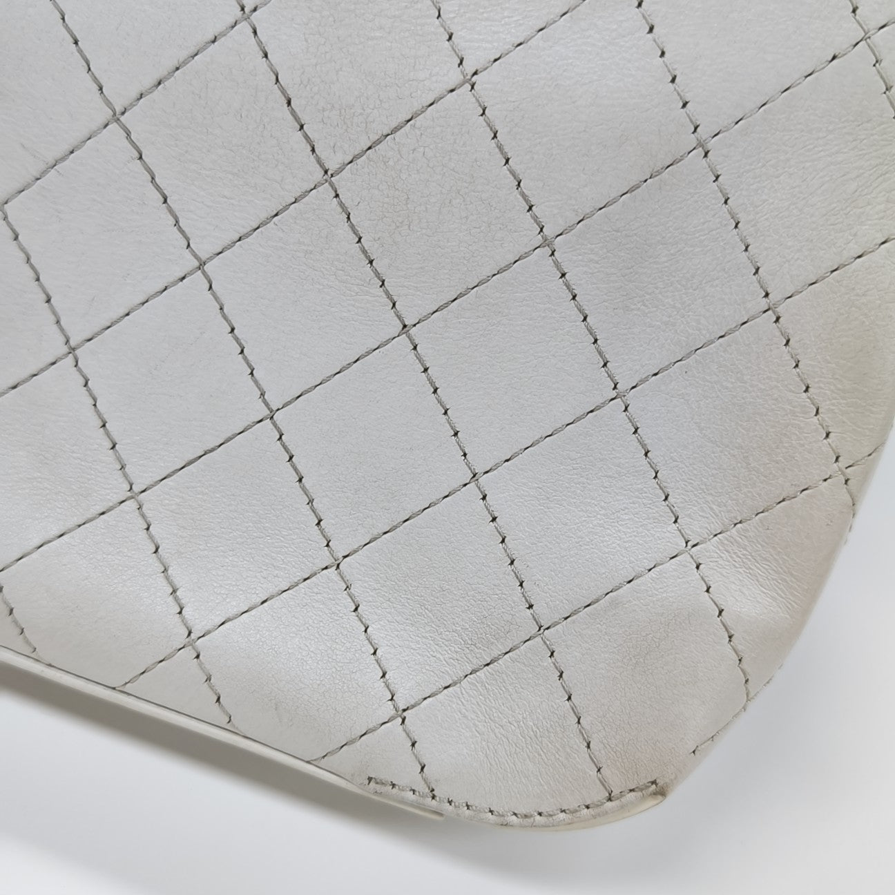 Quilted Calfskin Shoulder Bag White