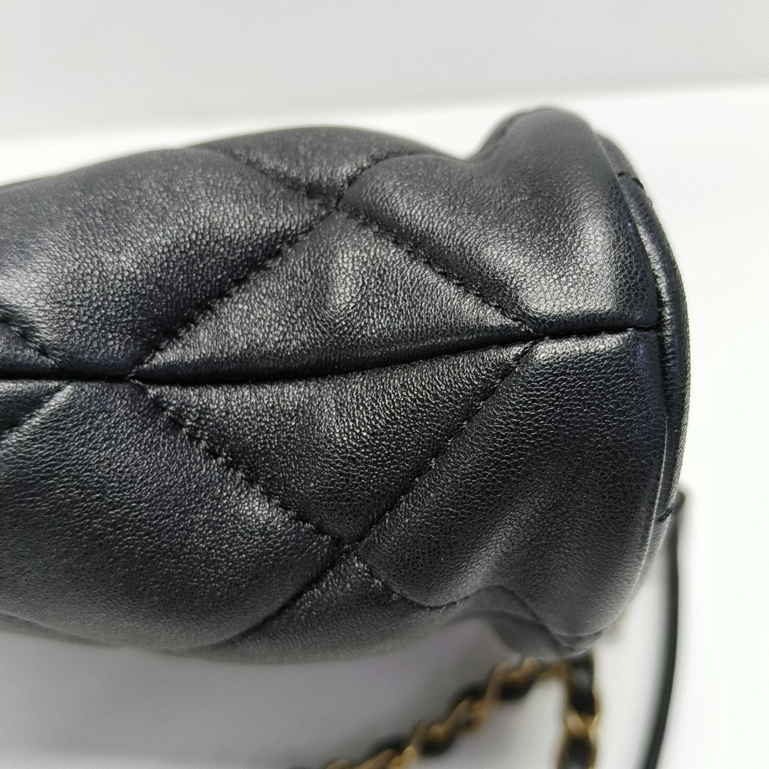 COCO LOVE Quilted Lambskin Black