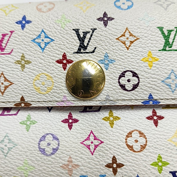 Cartera Blanca de Lona Recubierta con Monograma Porte Monnaie