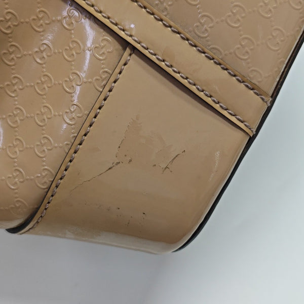 Monogram Patent Leather Shoulder Bag Beige