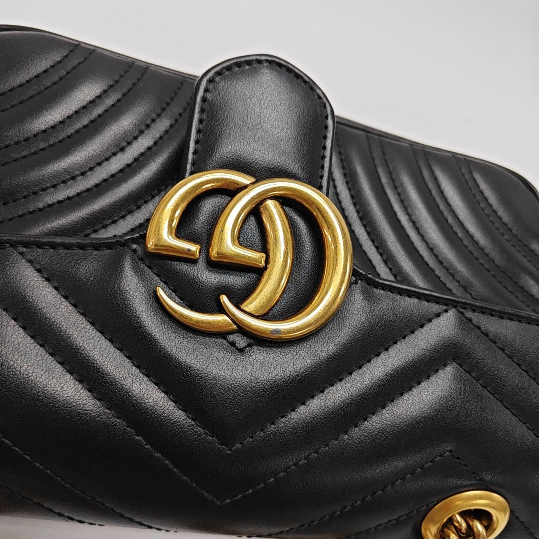 GG Marmont Small Quilted Calfskin Black