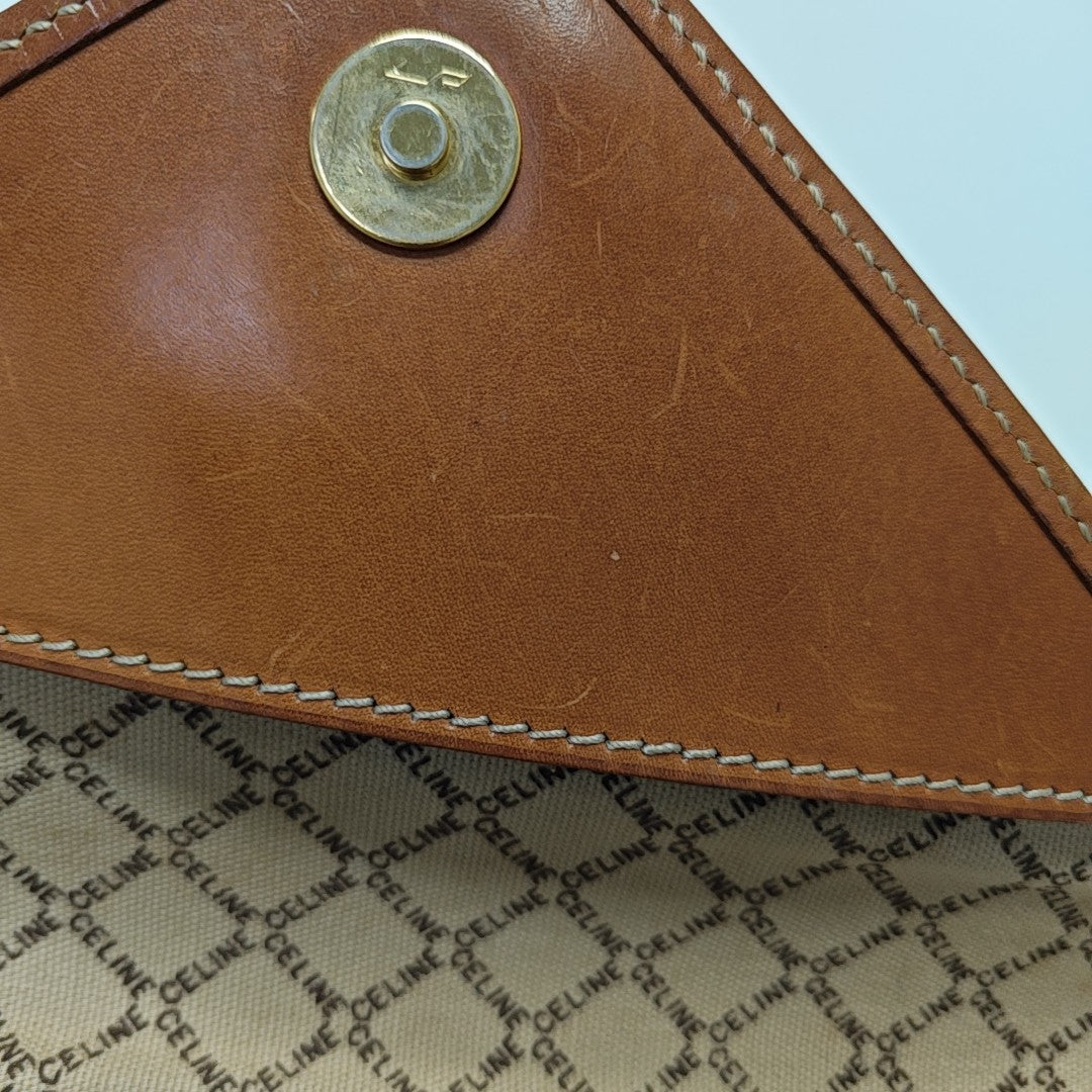 Coated Canvas Clutch Beige