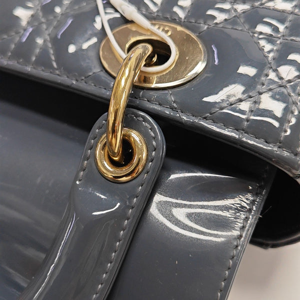 Lady Dior Medium Cannage Patent Leather Blue