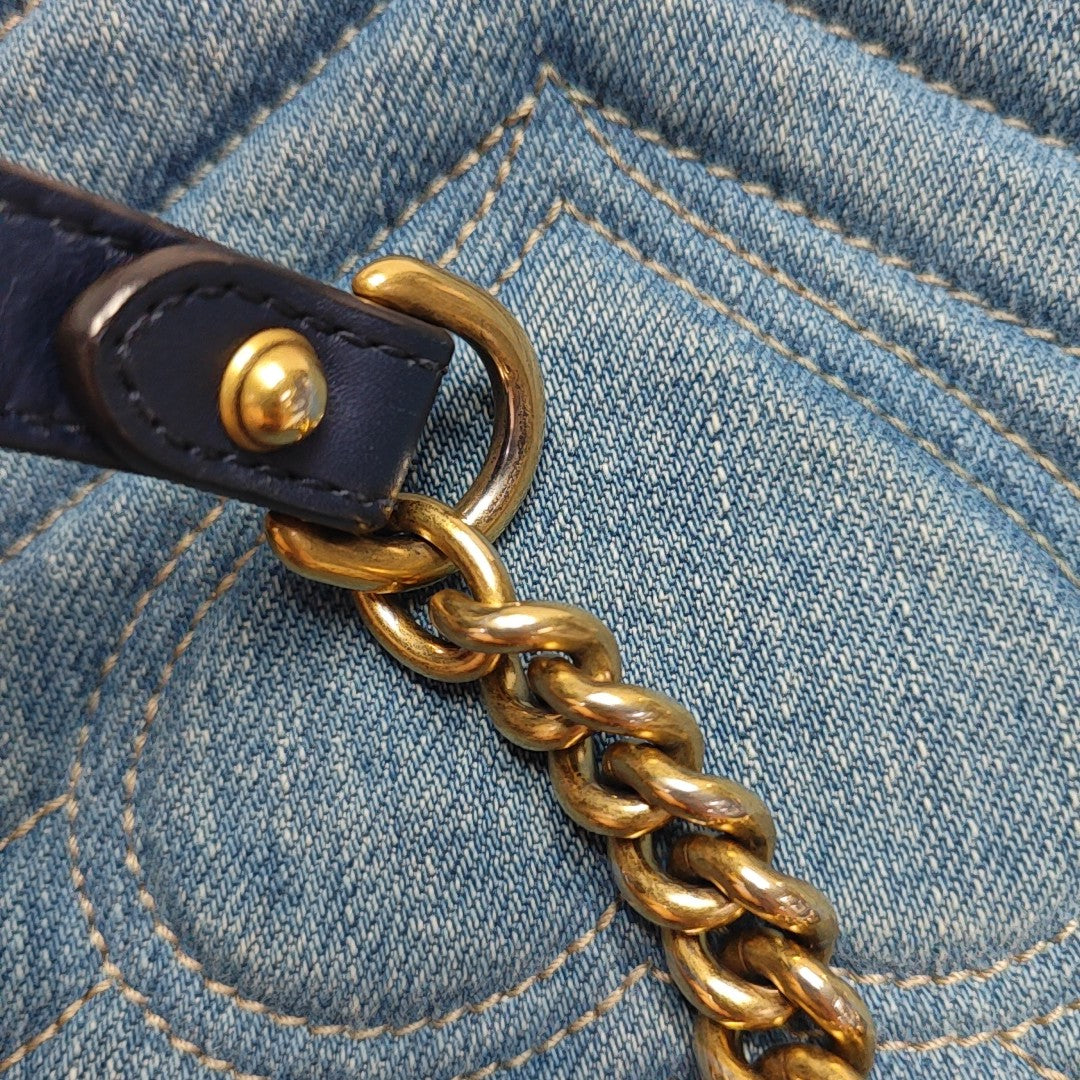 GG Marmont Medium Quilted Denim Blue
