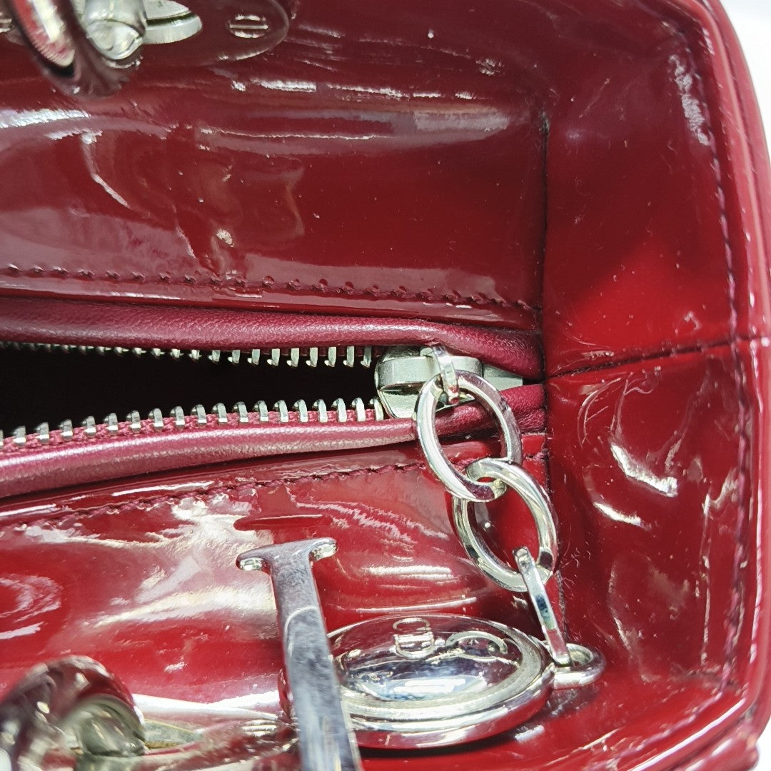 Lady Dior Medium Cannage Patent Leather Red