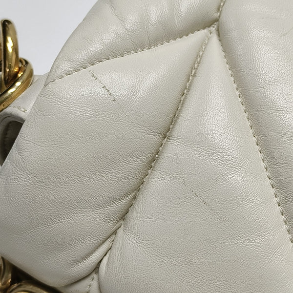 Quilted Lambskin Shoulder Bag White