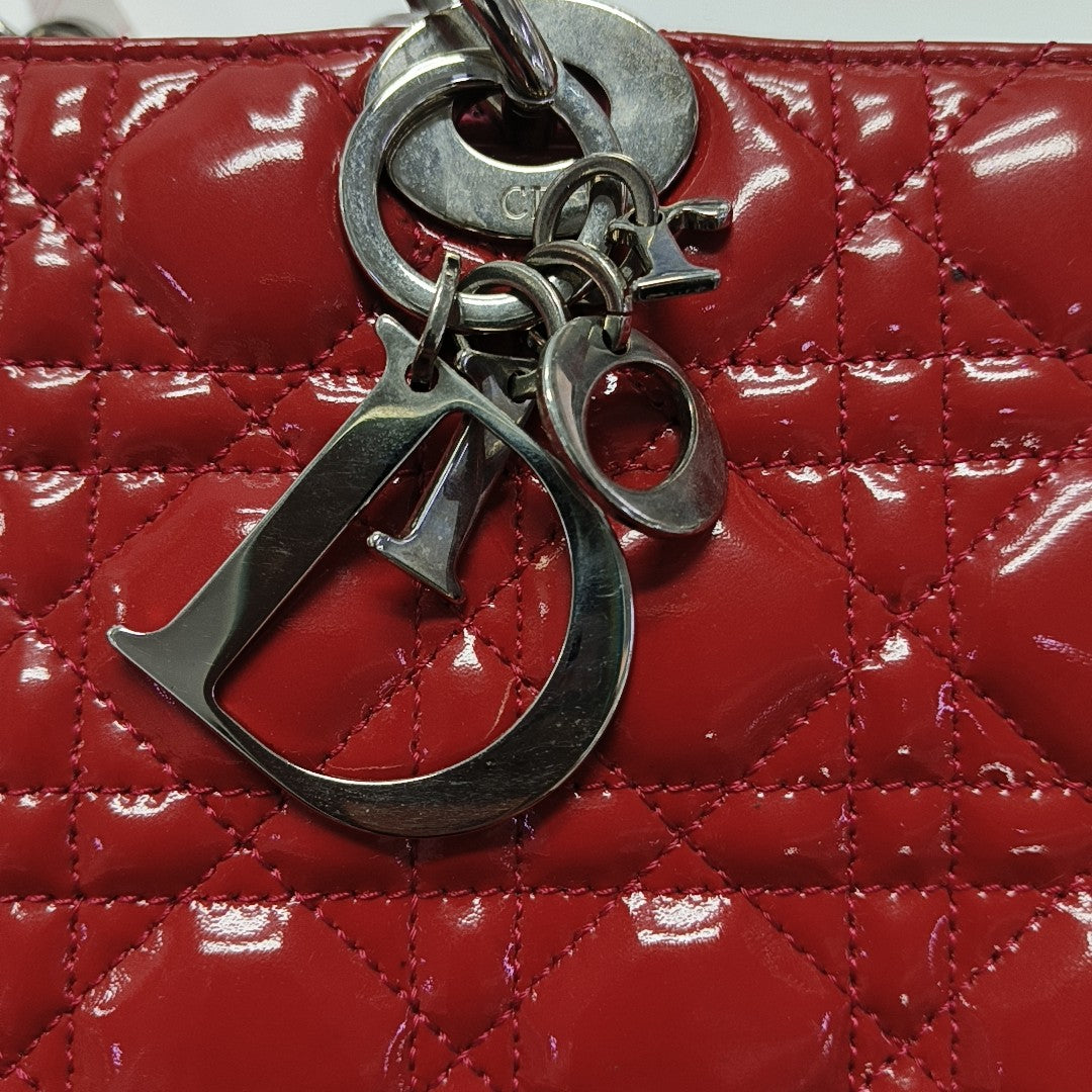 Dior Soft Large Cannage Patent Leather Red