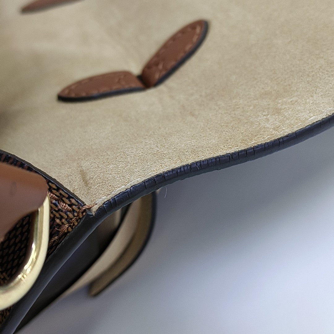 BEAUMARCHAIS Damier Ebene Coated Canvas Brown