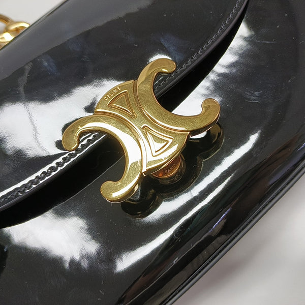 TRIOMPHE Small Patent Calfskin Black