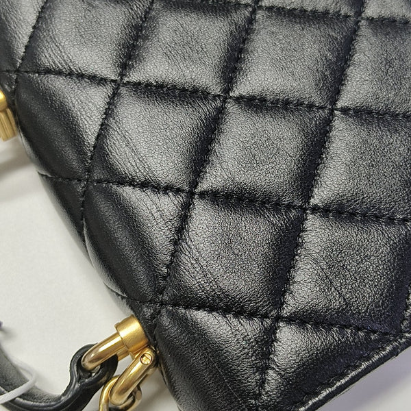 Quilted Lambskin Shoulder Bag Black