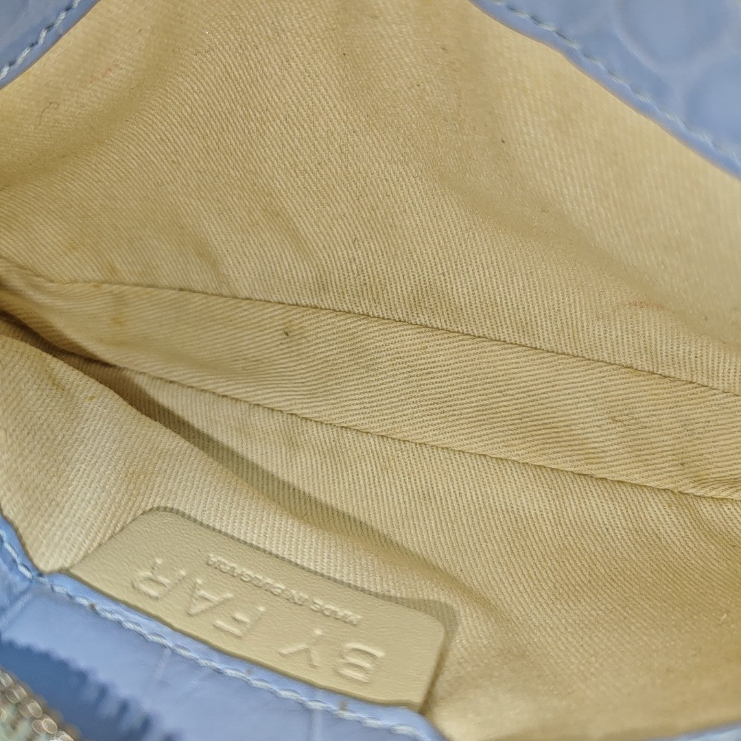 Leather Top Handle Bag Blue
