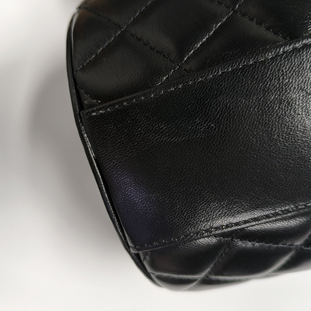 Authenticated pre-owned  TRENDY CC Quilted Lambskin Black - Top Handle Bag at Looply