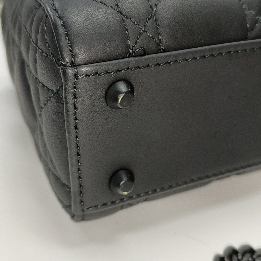 Lady Dior Mini Cannage Calfskin Black