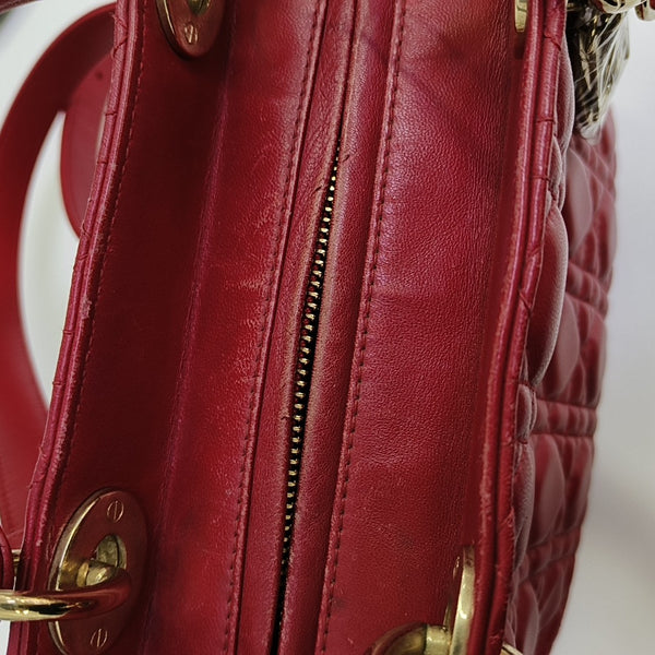 Lady Dior Medium Cannage Lambskin Red