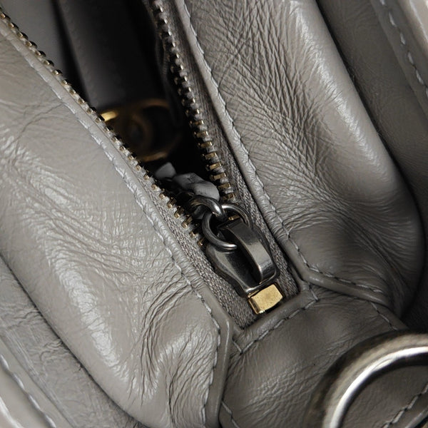 GABRIELLE Small Chevron Calfskin Gray