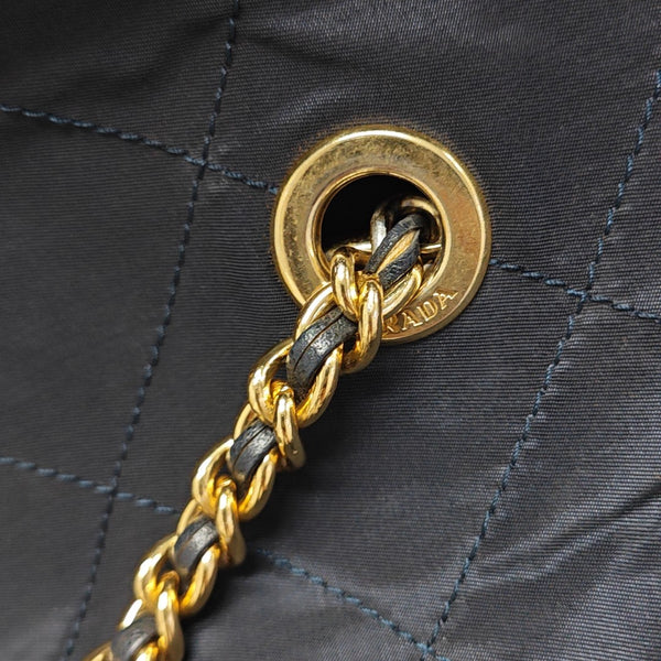 Quilted Nylon Shoulder Bag Blue