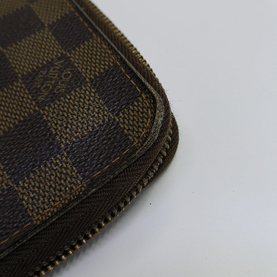 ZIPPY Damier Ebene Coated Canvas Brown Wallet