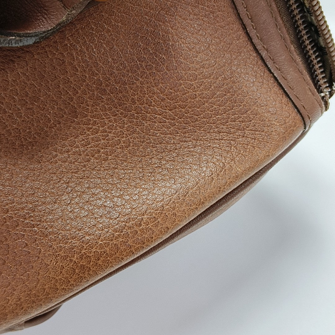 Calfskin Top Handle Bag Brown