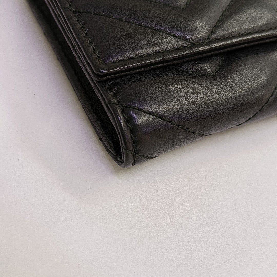 GG Marmont Super Mini Quilted Calfskin Black Wallet