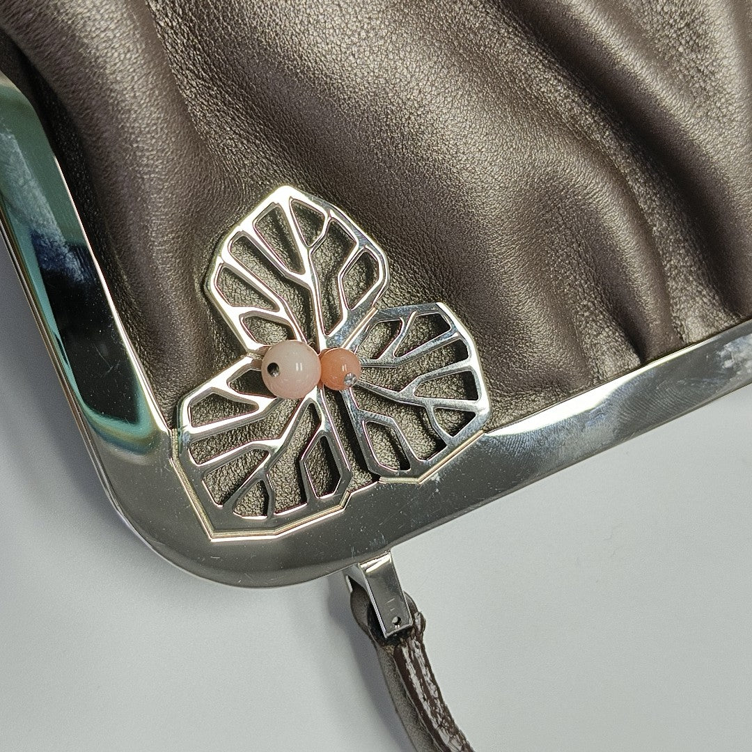 Calfskin Top Handle Bag Gray