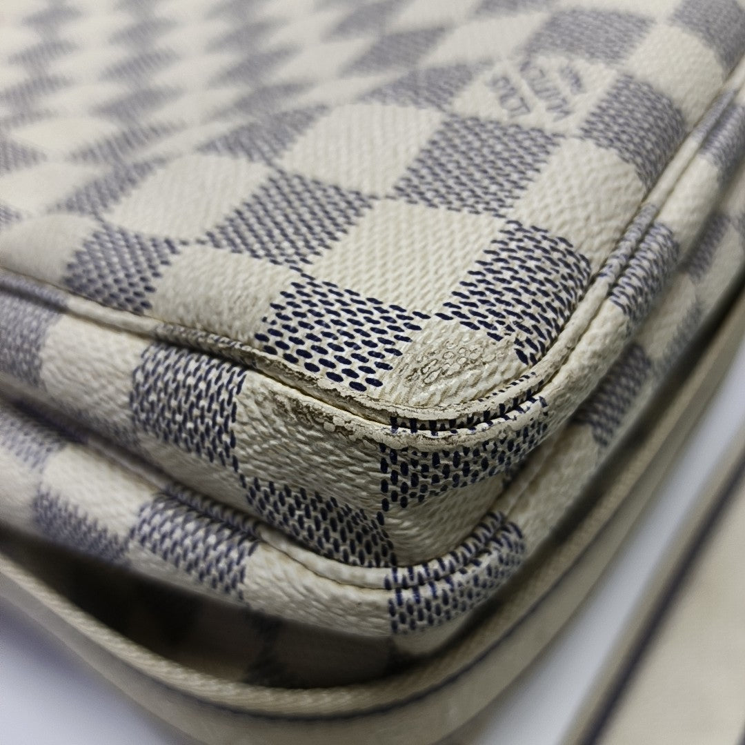 NAVIGLIO Damier Azur Coated Canvas White