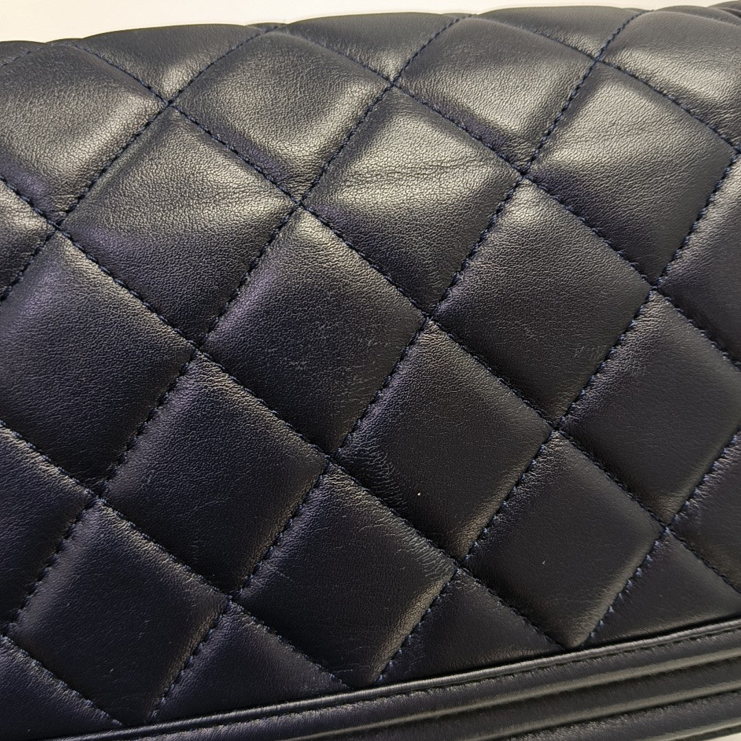 BOY CHANEL Medium Quilted Calfskin Blue