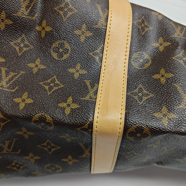 KEEPALL 55 Monogram Coated Canvas Brown