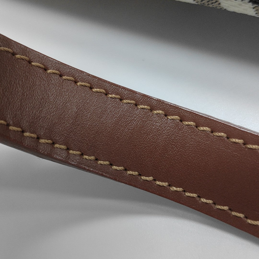 Coated Canvas Top Handle Bag Brown