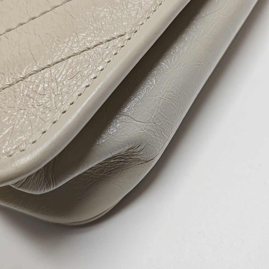 NIKI Small Chevron Calfskin White