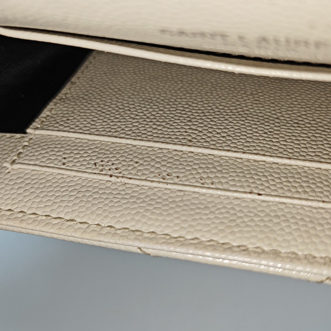 Chevron Calfskin Card Holder Small White