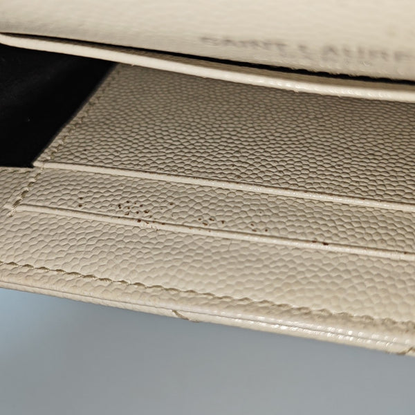 Chevron Calfskin Card Holder Small White