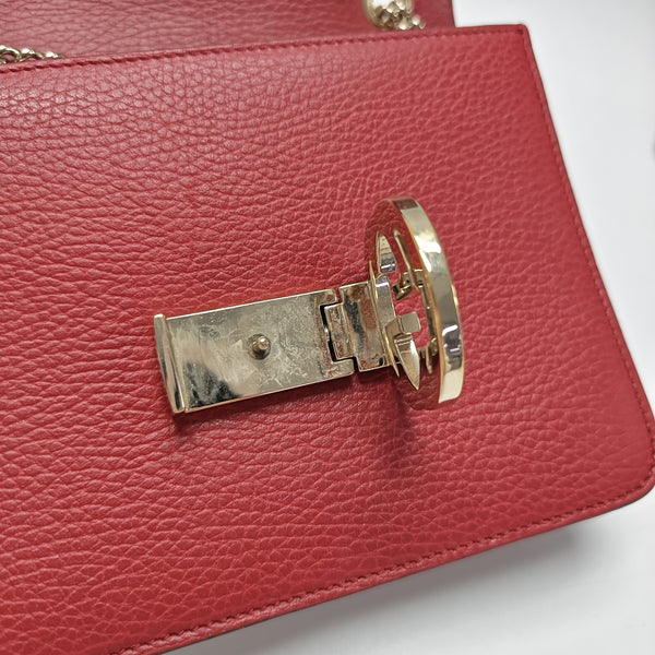 Interlocking G Small Calfskin Red