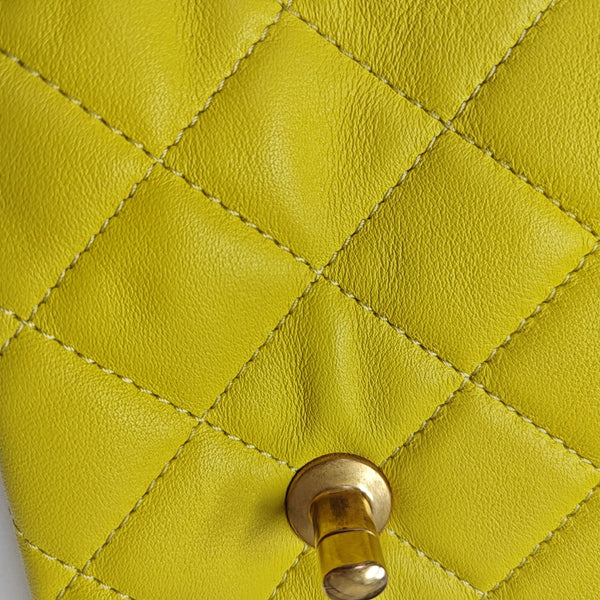 Quilted Calfskin Shoulder Bag Yellow