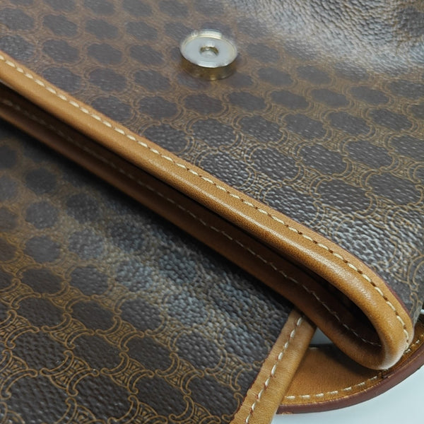 Coated Canvas Shoulder Bag Brown