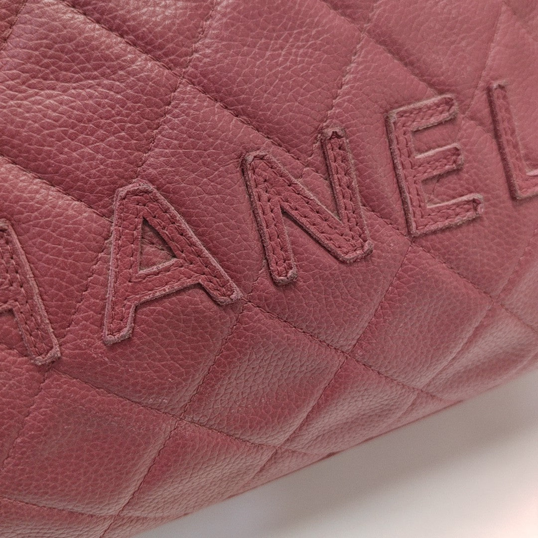 BOWLER Small Quilted Grained Calfskin Red