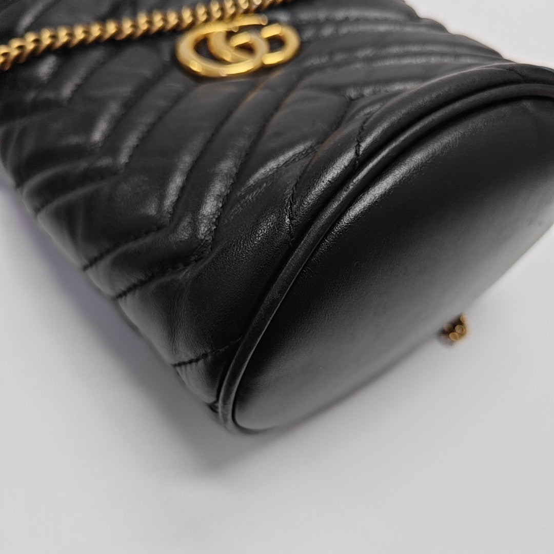 GG Marmont Mini Quilted Calfskin Black
