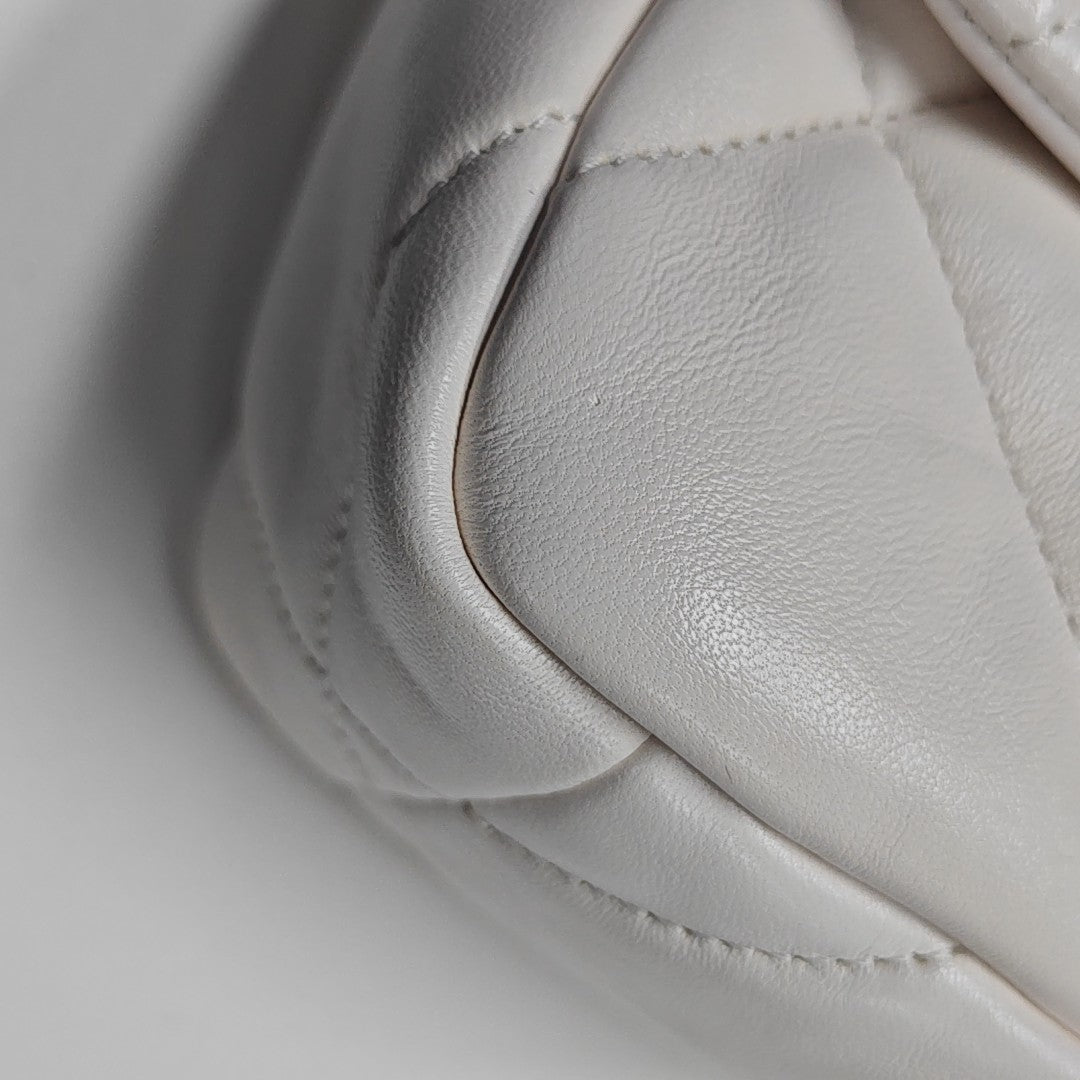 CHANEL 19 Small Quilted Lambskin White