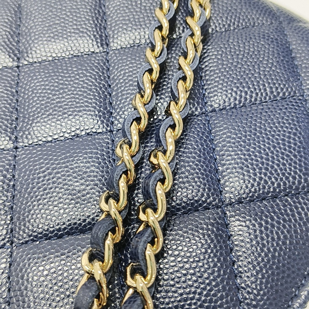 WOC Quilted Grained Calfskin Blue