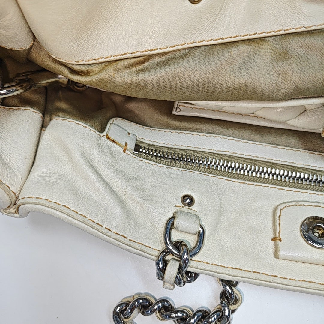 Quilted Lambskin Shoulder Bag White
