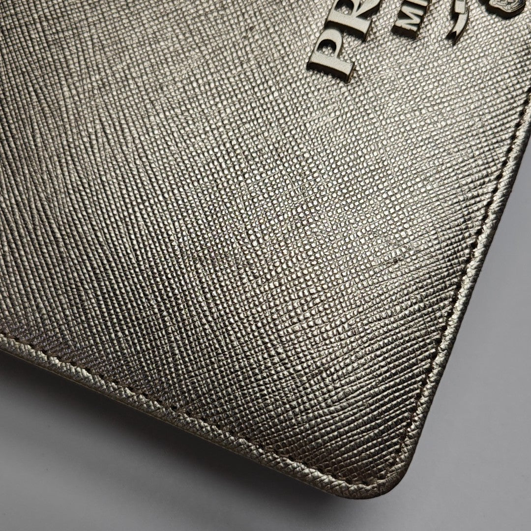 Saffiano Calfskin Shoulder Bag Gold