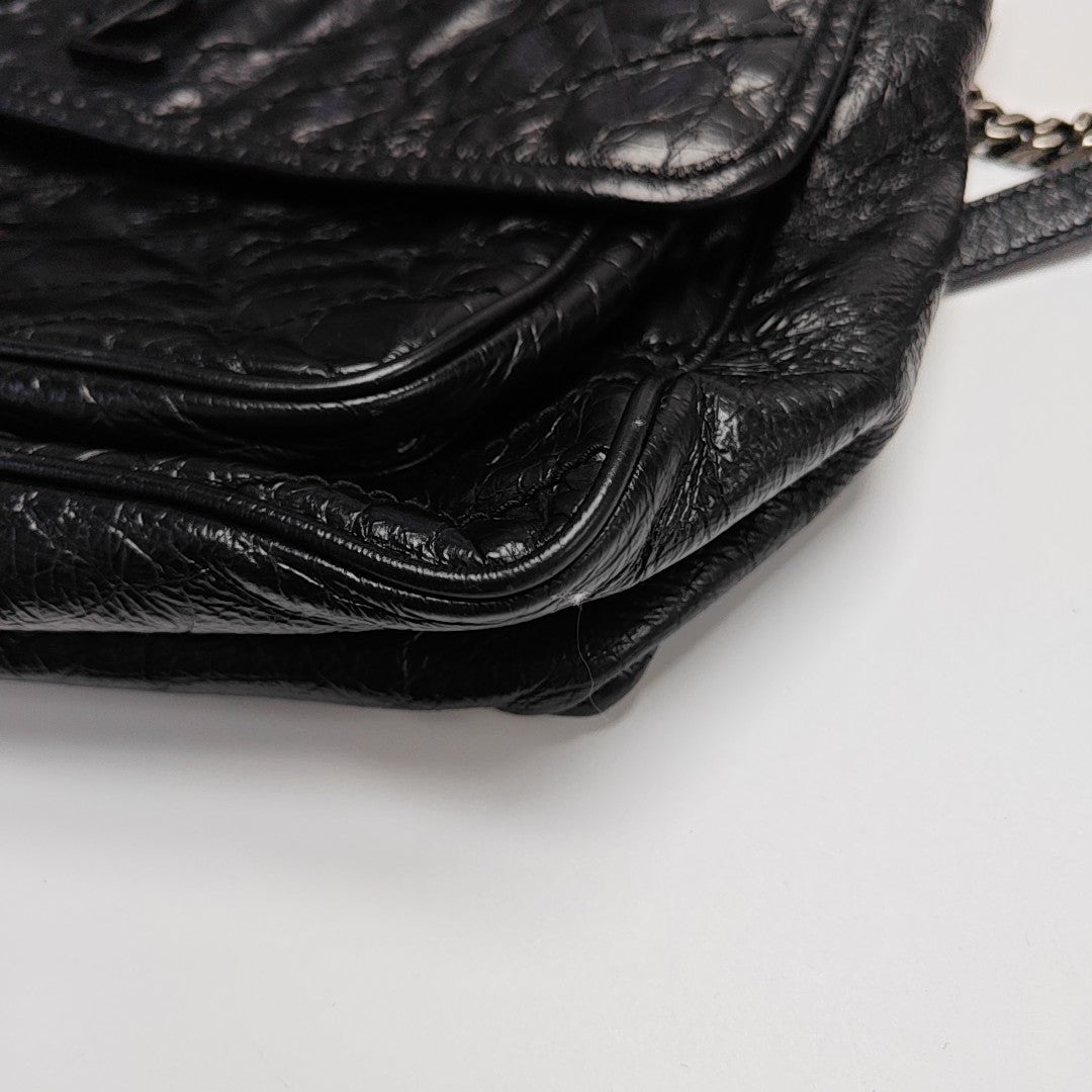 NIKI Large Chevron Calfskin Black