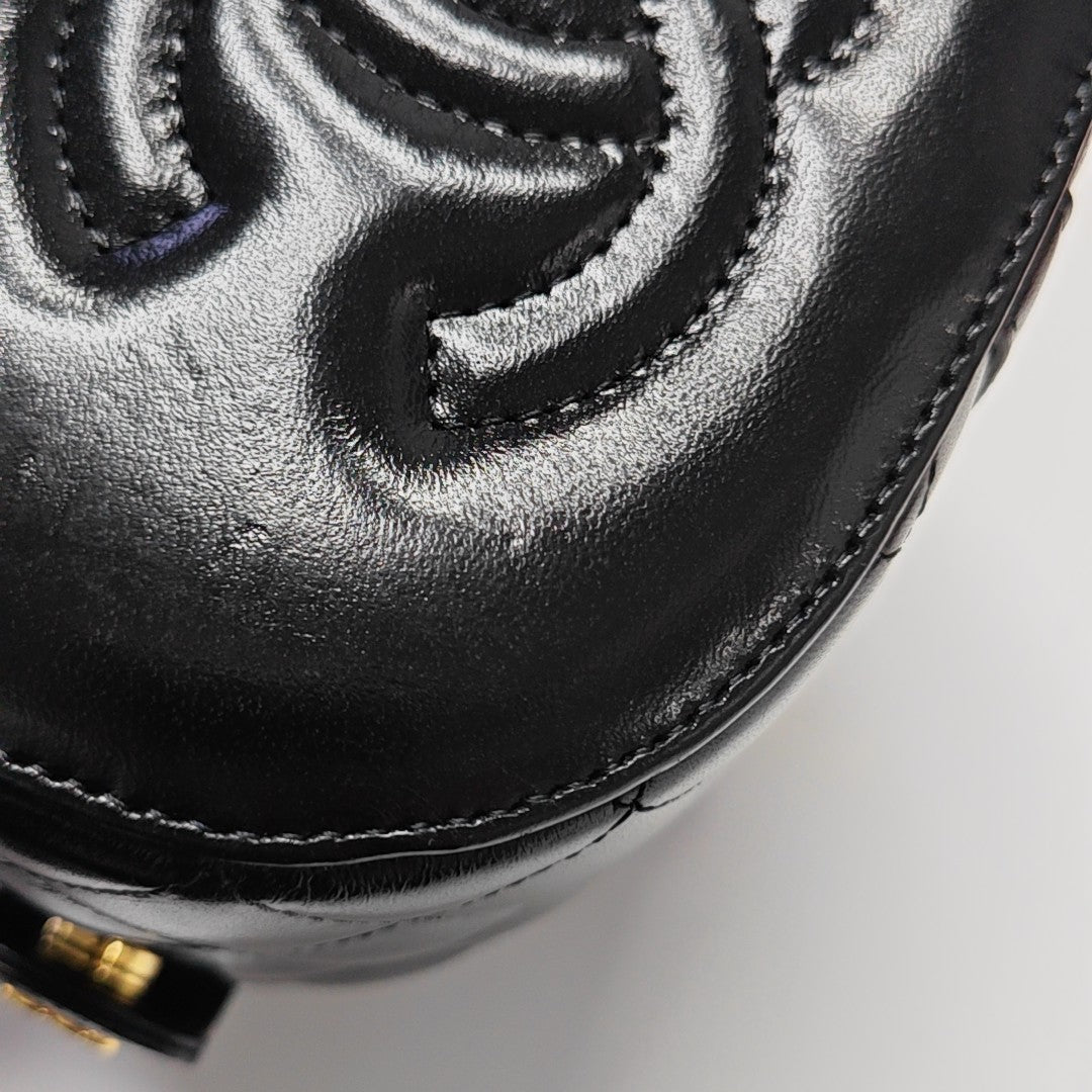 Quilted Calfskin Top Handle Bag Black