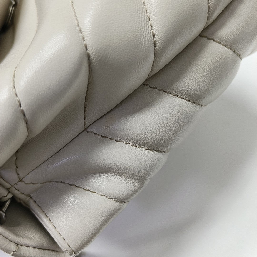 LOULOU Small Chevron Calfskin White