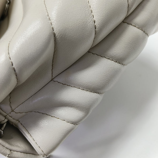 LOULOU Small Chevron Calfskin White