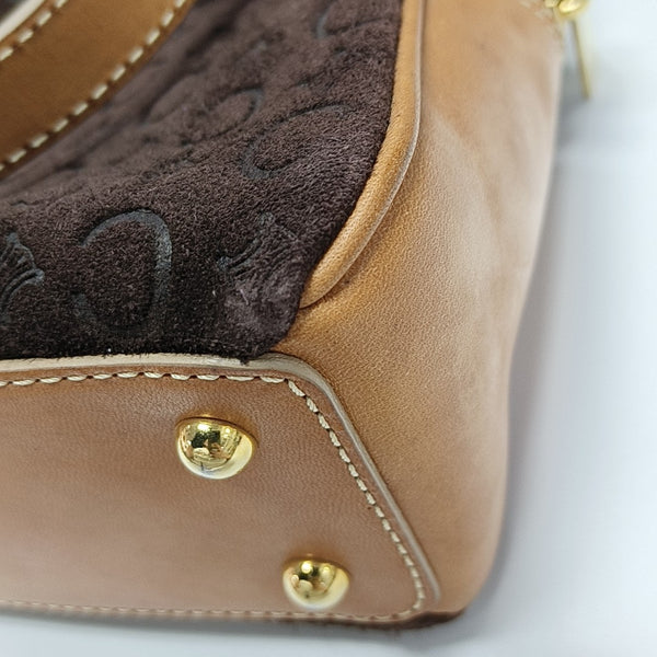 Suede Top Handle Bag Brown
