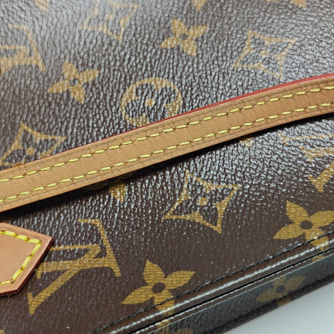 SAC PLAT Mini Monogram Coated Canvas Brown