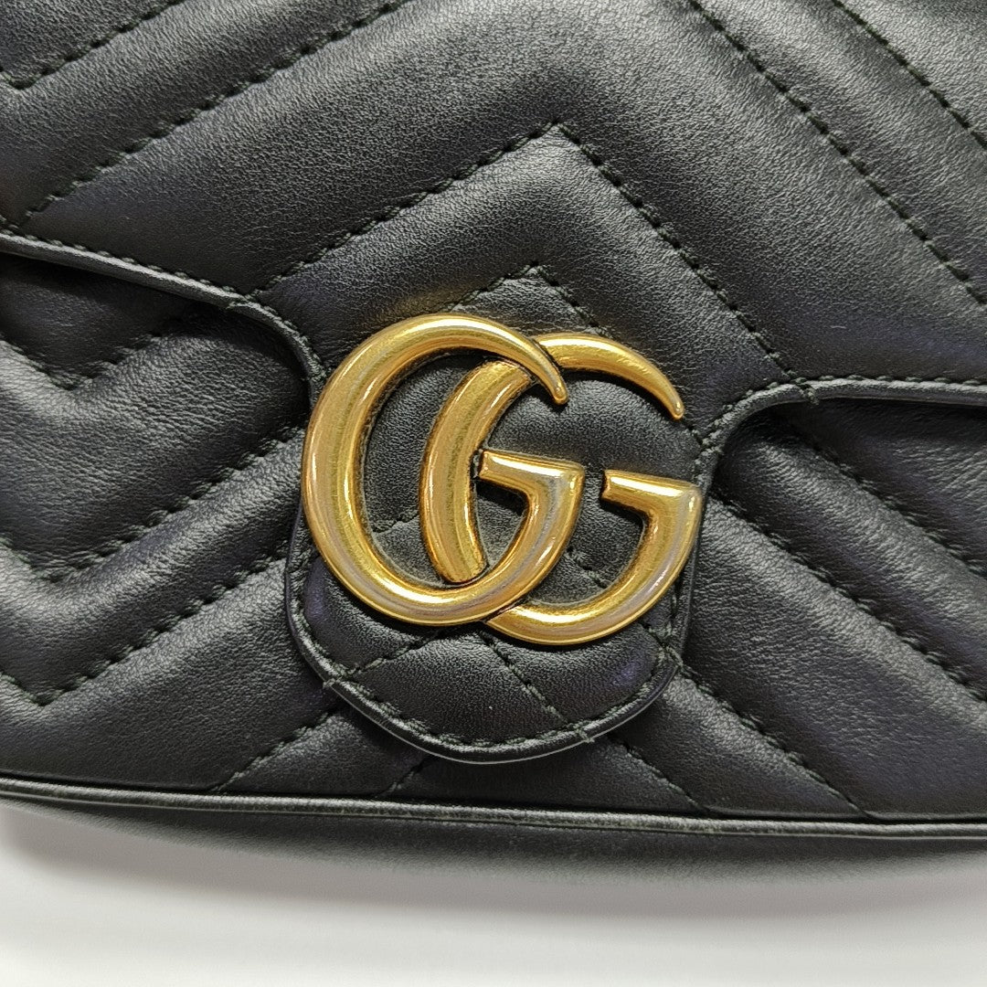 GG Marmont Mini Quilted Calfskin Black