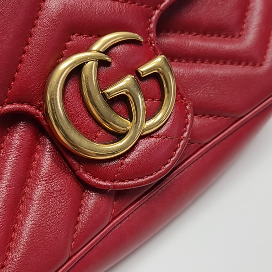 GG Marmont Mini Quilted Calfskin Red
