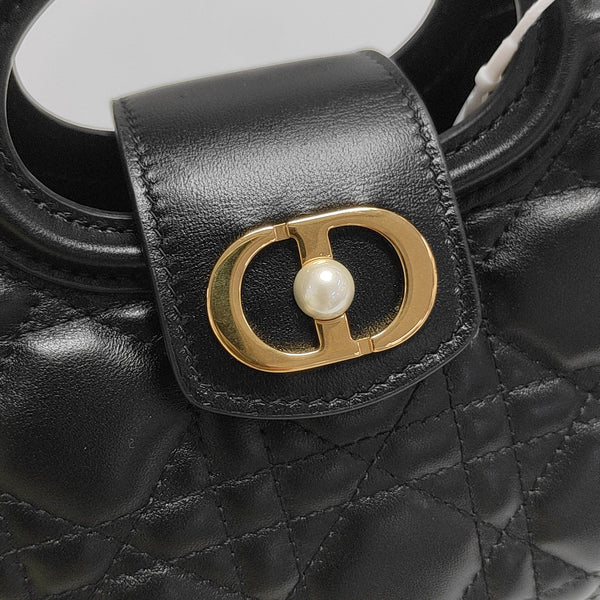 Jolie Top Handle Mini Cannage Lambskin Black