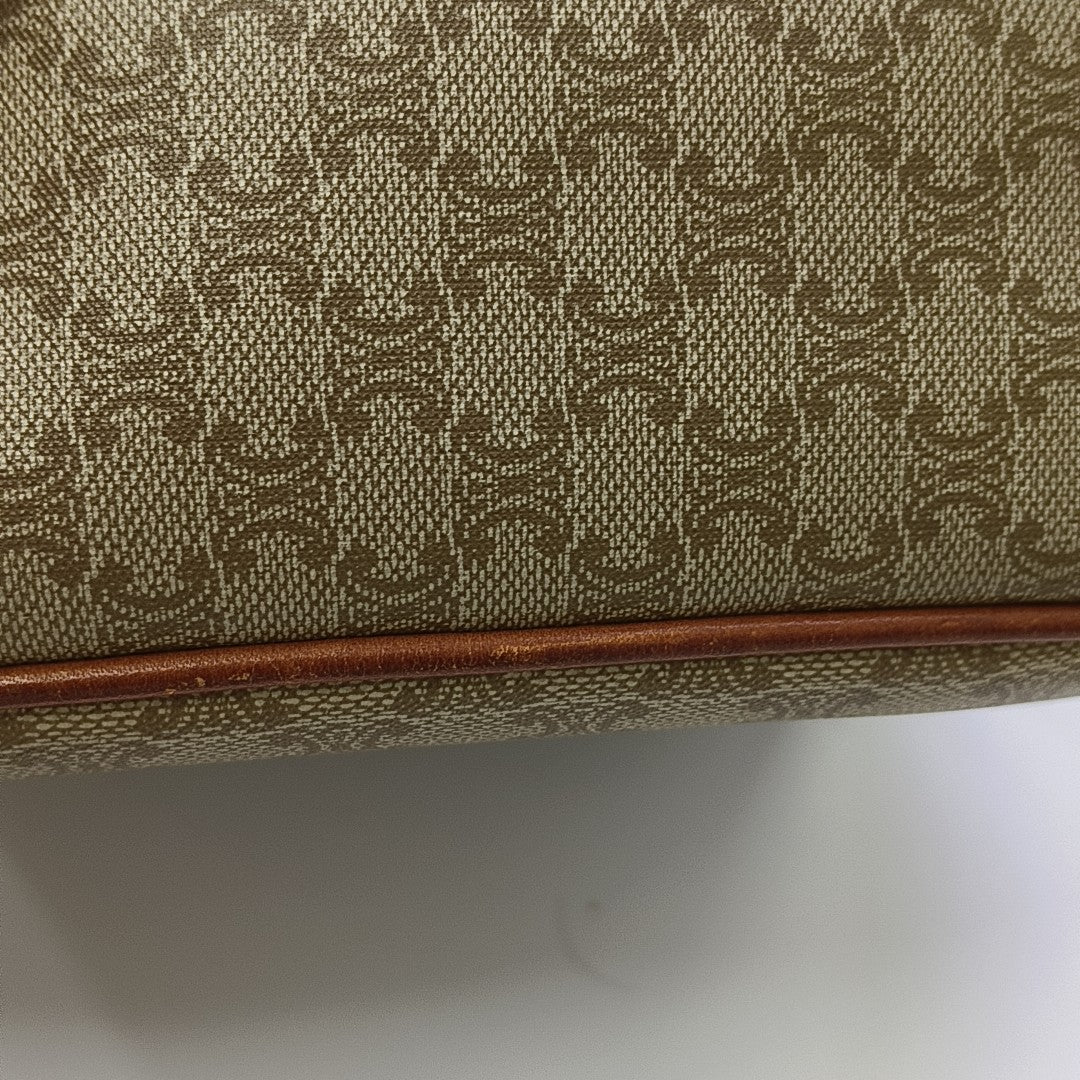 Coated Canvas Shoulder Bag Beige